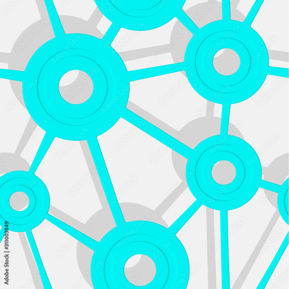 Poster eps10. seamless pattern of celindric or circles, interconnected by lines, on a white background with