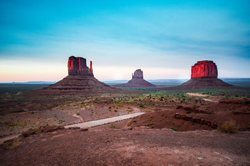 Sunset at Monument Valley with valley drive