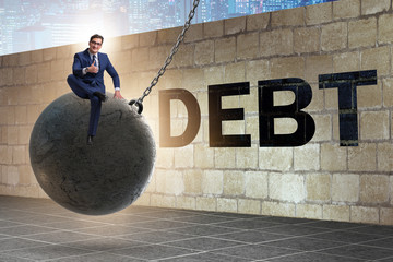 Debt and loan concept with businessman