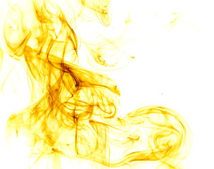 Yellow smoke on white background