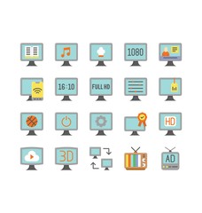 Television and technology related TV vectors in flat design