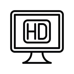 Television and technology related HD TV vector in lineal or editable stroke design
