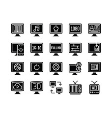 Television and technology related TV vectors in solid design