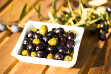 farm olives on table in olive garden