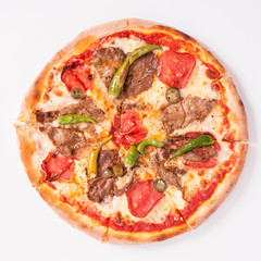 Pizza delicious and tasty top view