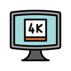 Television and technology related 4k TV vector in editable stroke