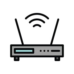 Television and technology related WiFi router vector in editable stroke