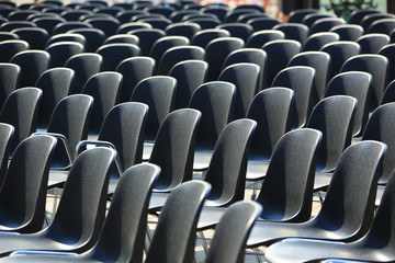 Black chairs outdoor row