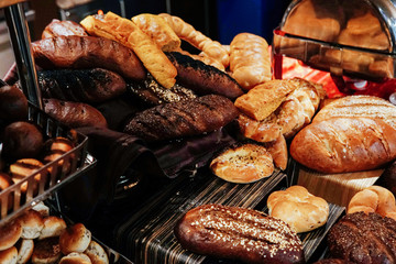 fresh baked breads in the bakery bread loaf