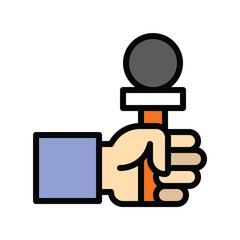 Television and technology related sound mike vector in filled or editable stroke design