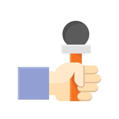 Television and technology related holding sound mike in hand vector in flat design