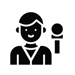Television and technology related sound mike and man vector in solid style