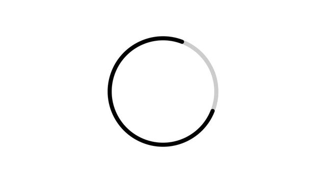 Minimal Black And White Preloader With Circle Strokes/ 4k animation of a design minimal preloader with black and white circle strokes looping in and out