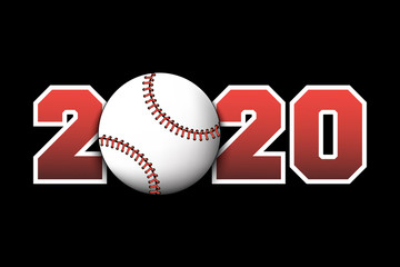New Year numbers 2020 and baseball ball