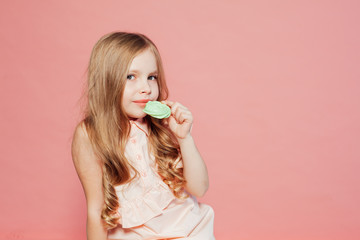 little girl eating cake with cream cupcake sweet