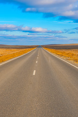 Empty asphalt road through the desert