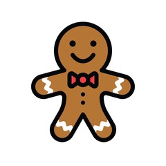 Christmas related gingerbread with bow avatar with editable stroke