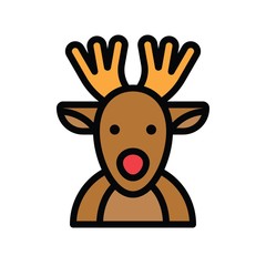 Christmas related cute reindeer avatar with editable stroke