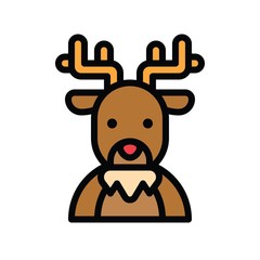 Christmas related cute reindeer avatar with editable stroke