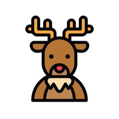 Christmas related cute reindeer avatar with editable stroke