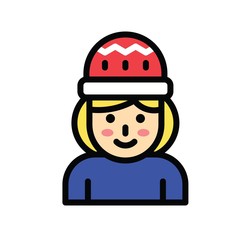 Christmas related cute girl with hat avatar with editable stroke