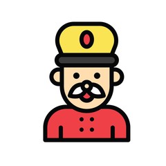 Christmas related soldier with hat avatar with editable stroke