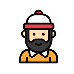 Christmas related gentleman with hat avatar with editable stroke