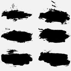 Set of vector brush strokes. Dirty ink texture splatters. Grunge rectangle text boxes.