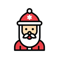 Xmas related Santa clause with snowflake on hat avatar with editable stroke