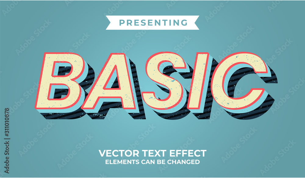 Poster bold 3d retro editable text effect with grunge texture