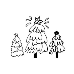 Christmas story hand drawn  clip art forest 