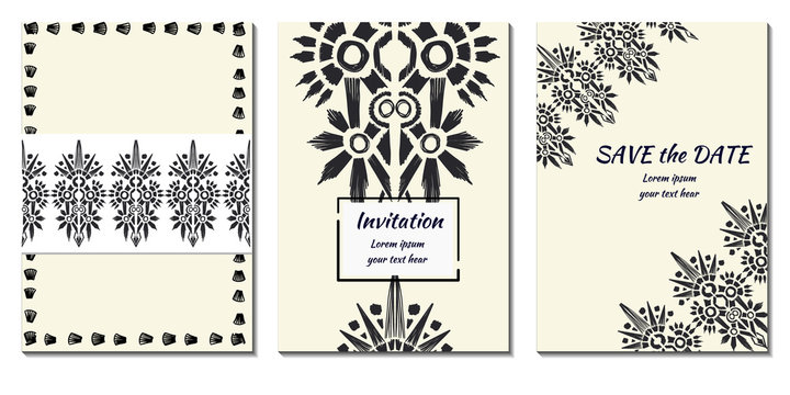 Cover royal greeting design. Modern template with ikat ornament for wedding design or greeting card any purpose