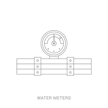 Pipe and water meter vector icon