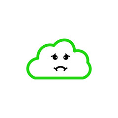 Emoticon cloud green with Nausea. cloud icon. Green Emoji. Isolated Illustration on White Background