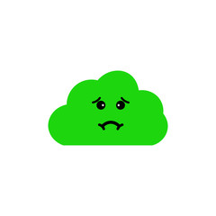 Emoticon cloud green with Nausea. cloud icon. Green Emoji. Isolated Illustration on White Background