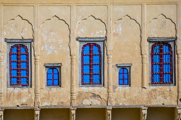 windows of an historical palace in churu, Rajasthan