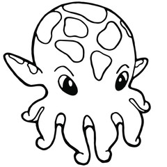 Hand drawn engraving Octopus, animal totem for adult. Coloring Page in a cartoon style, for tattoo, illustration with high details isolated on white background. Vector sketch. Sea life collection.