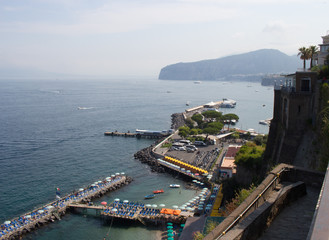 People sunbathing and bathing in Sorrento