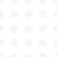 Hand Drawn blue Snowflakes Christmas Seamless Patt