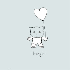 Valentine card, Hand drawn I love you concept.