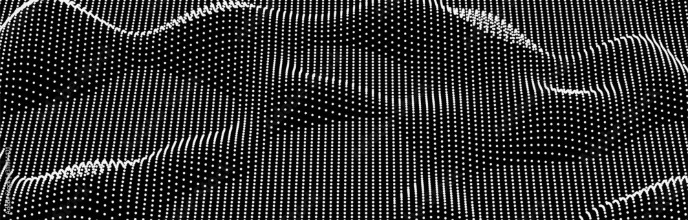 Aufkleber Abstract digital wave of particles. Futuristic point wave. Landscape background vector. Vector illustration