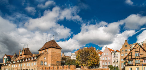 Panoramic view of old biuldings in Gdansk