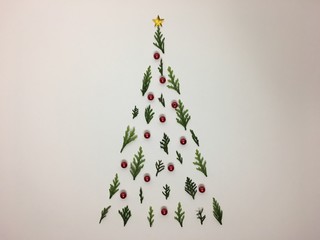 christmas tree on red background