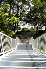 stairs down metalic white