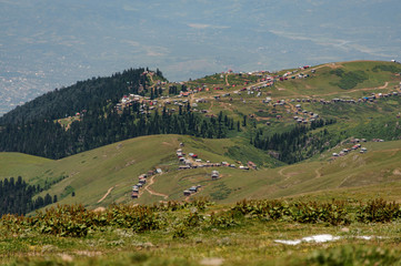 Fototapeta premium View at small village on top of hill