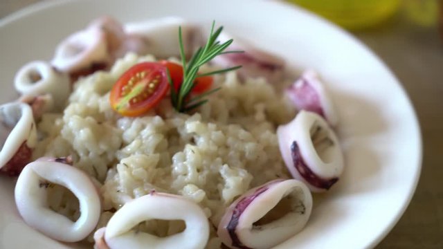 homemade squids or octopus risotto
