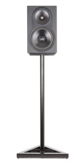 Audio studio stand for monitors and a professional speaker Front object at sight
