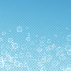 Random soap bubbles abstract background. Blowing b
