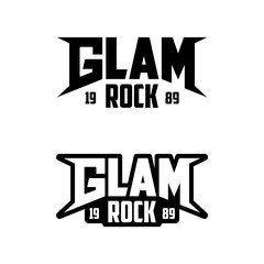 Glam rock logo, badge, emblem on stage background