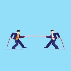 business people tug of war flat vector illustration competition